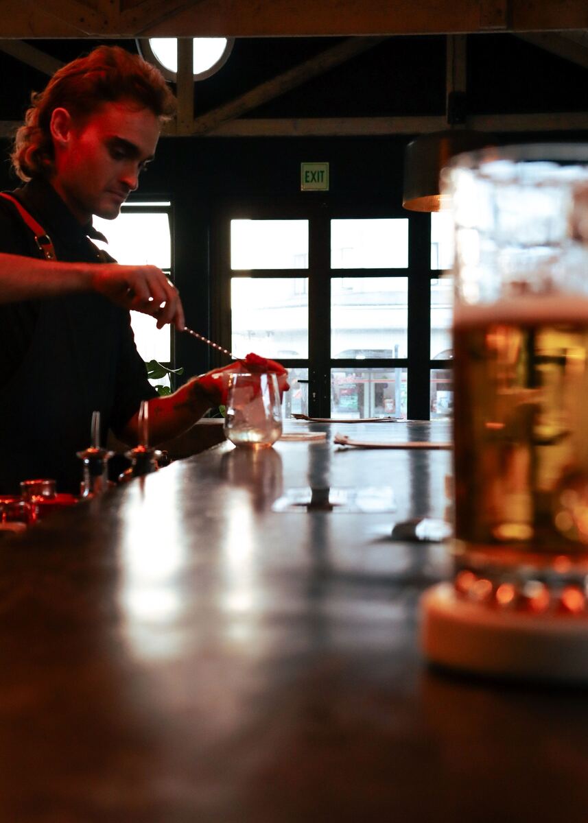Cocktail being stirred at the bar